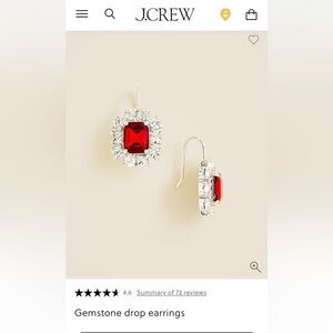 J. Crew Ruby Red and Silver Gemstone Earrings